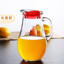 Haonai 2000ml lead free glass jug turkish beverage/juice jug with round body and plastic lid
